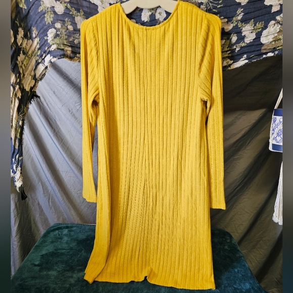 🆕 Style & Co Ribbed Midi Sweater Dress in Mustard size L - Picture 6 of 7